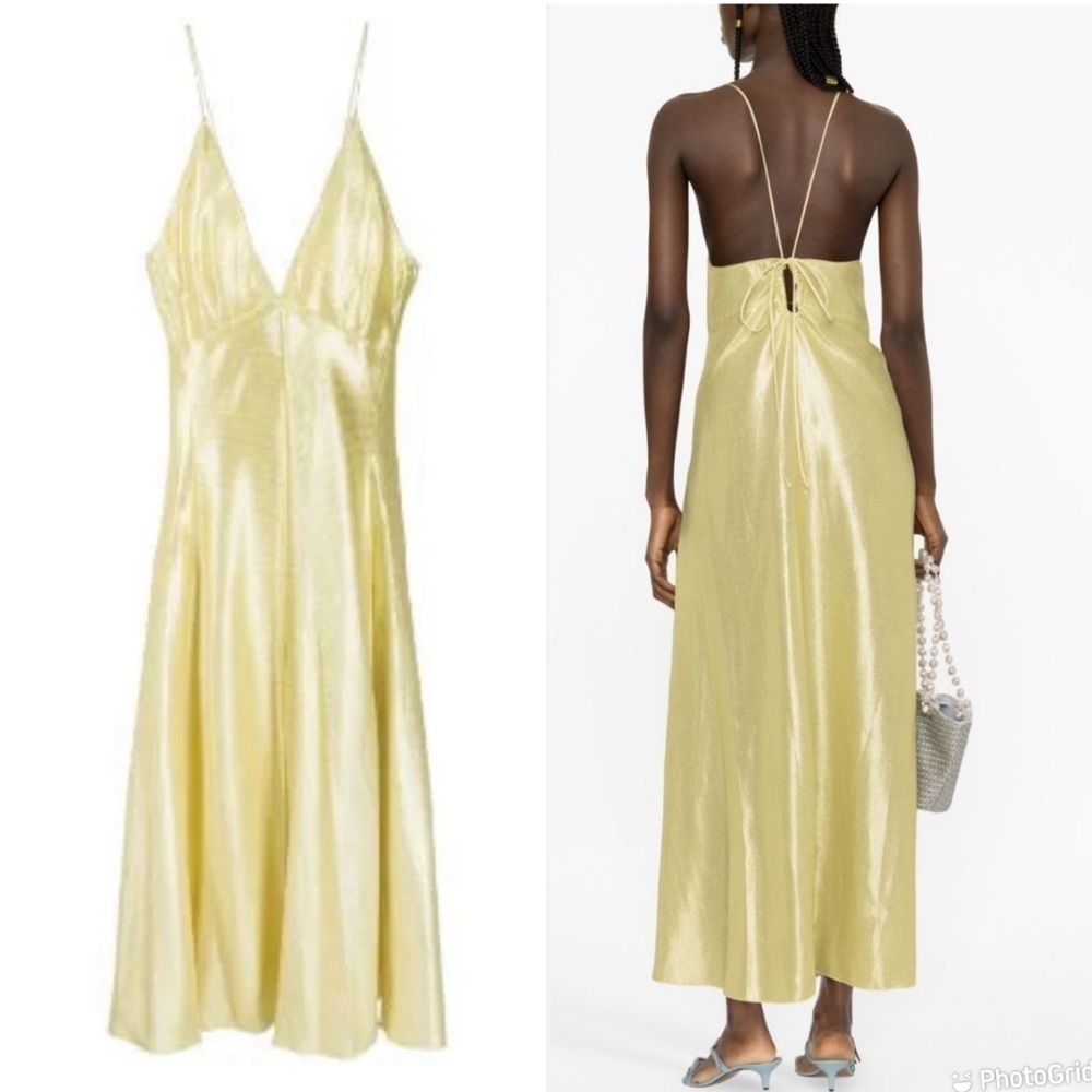 Forte Forte Jacquard Plunging V-Neck Midi Dress